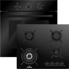 Mondin FM61CG03M2NN + CG604VTELNN Φούρνος Υγραερίου άνω Πάγκου 64lt με Εστίες Υγραερίου Π59.5εκ. Μαύρος